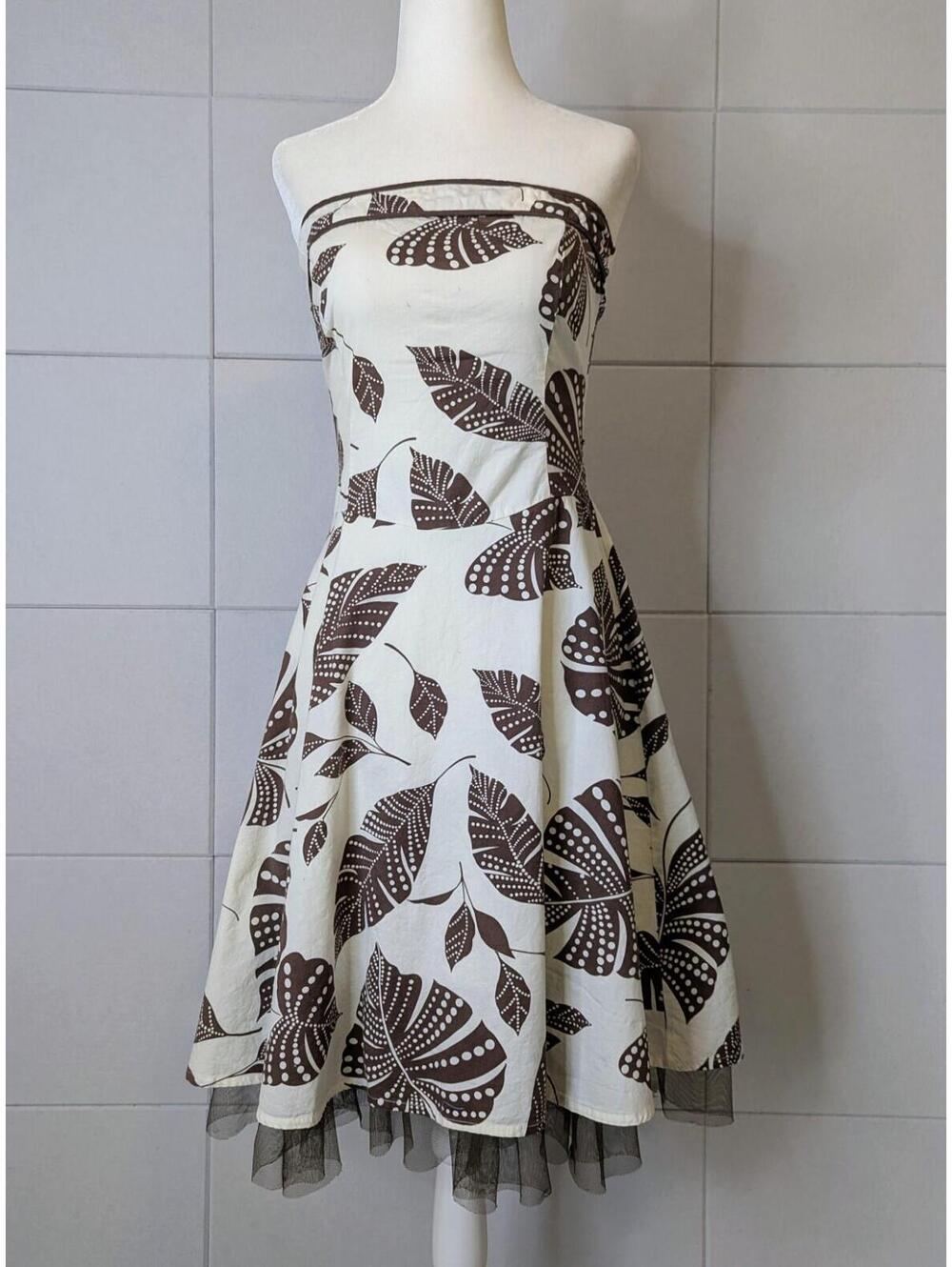 Vintage y2k Ruby Rox strapless botanical fit & flare dress